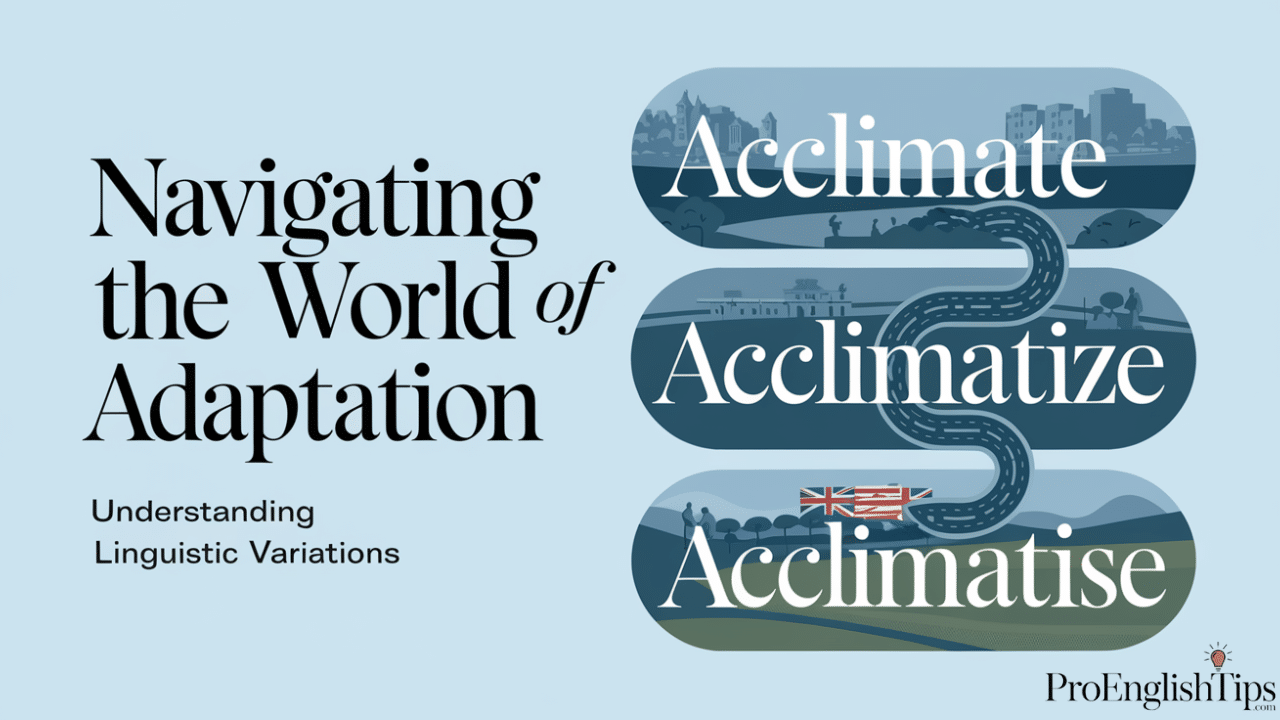 'Acclimate', 'Acclimatize', and 'Acclimatise'